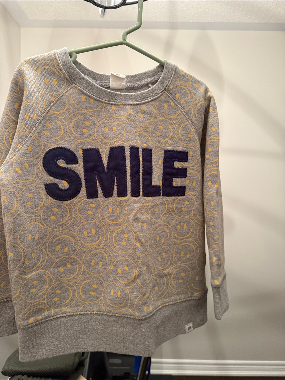 Baby Gap SMILE Applique Sweatshirt - Gray & Yellow Size 5